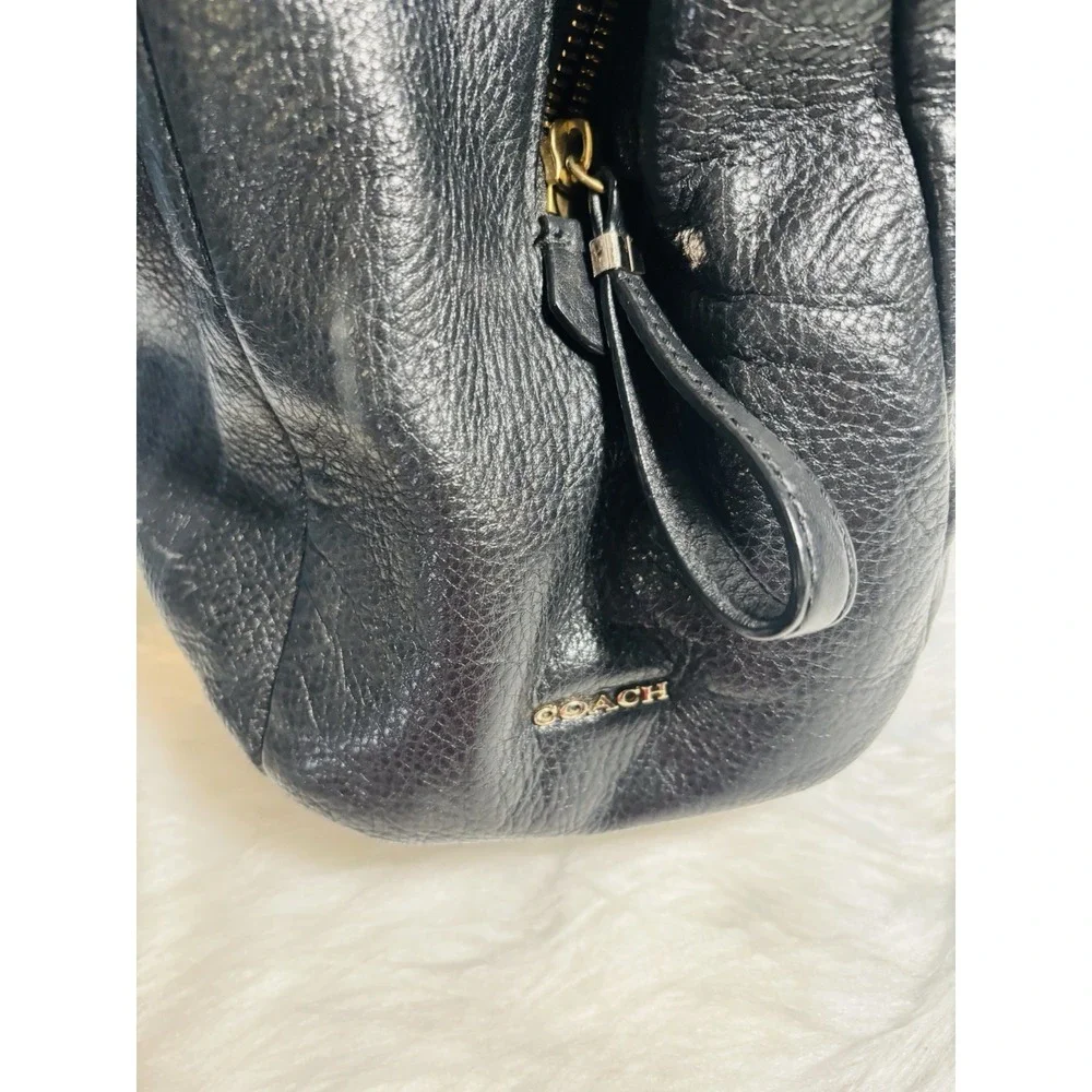 Coach Madison Phoebe Black Pebbled Leather Three Compartment Large Shoulder Bag